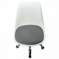 Кресло стул "Eames MG-310 CH", хром, пластик белый, ткань серая