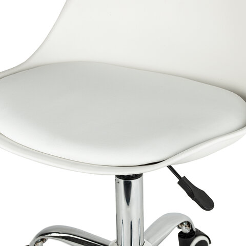Кресло стул "Eames MG-310 CH", хром, пластик белый, экокожа белая