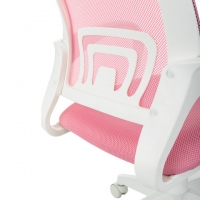 Кресло "Fly MG-396W", с подлокотниками, пластик белый, сетка, розовое