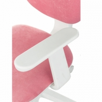 Кресло детское "Fancy MG-201W", с подлокотниками, пластик белый, ткань вельветовая, розовое