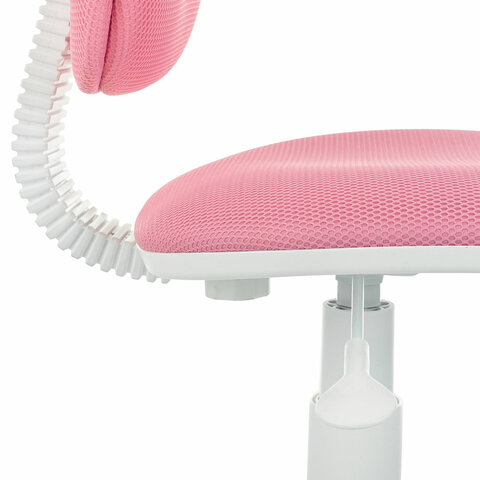 Кресло детское BRABIX "Joy MG-204W", без подлокотников, пластик белый, ткань TW, розовое