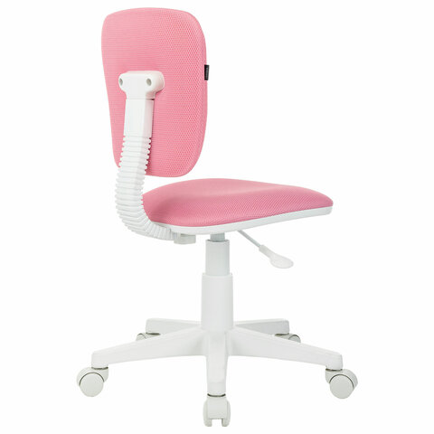 Кресло детское BRABIX "Joy MG-204W", без подлокотников, пластик белый, ткань TW, розовое