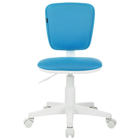 Кресло детское BRABIX "Joy MG-204W", без подлокотников, пластик белый, ткань TW, голубое