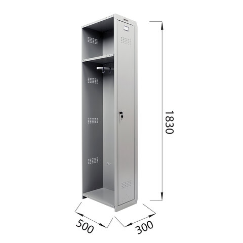 Шкаф (секция без стенки) металлический для одежды "LK 01-30", УСИЛЕННЫЙ, 1830х300х500 мм, S230BR402102