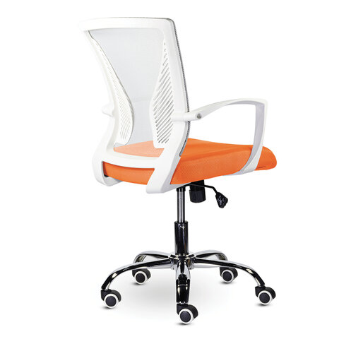 Кресло "Wings MG-306", пластик белый, хром, сетка, серое/оранжевое