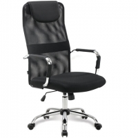 Кресло офисное "Fit EX-514", с подголовником, хром, черное