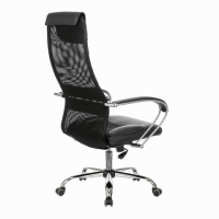 Кресло офисное PREMIUM "Stalker EX-608 CH", хром, ткань-сетка/кожзам, черное