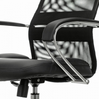 Кресло офисное PREMIUM "Stalker EX-608 CH", хром, ткань-сетка/кожзам, черное