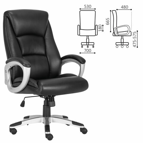 Кресло офисное PREMIUM "Grand EX-501", рециклированная кожа, черное