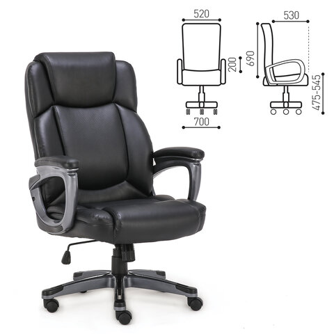 Кресло офисное PREMIUM "Favorite EX-577", пружинный блок, рециклированная кожа, черное