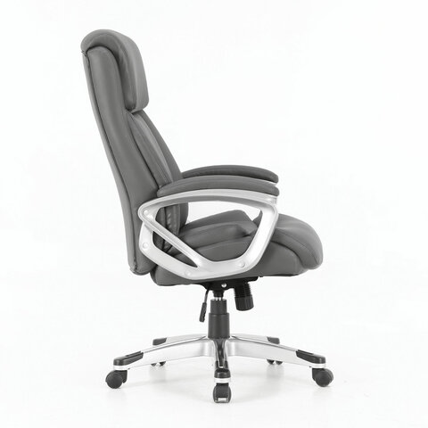 Кресло офисное PREMIUM "Level EX-527", пружинный блок, рециклированная кожа, серое