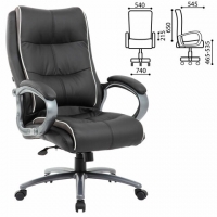 Кресло офисное PREMIUM "Strong HD-009", НАГРУЗКА до 200 кг, экокожа черная, ткань серая