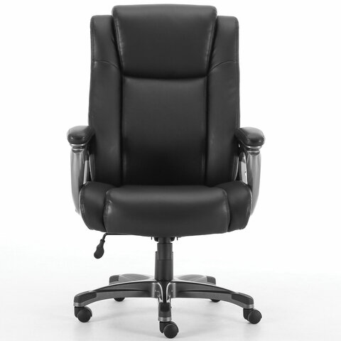 Кресло офисное PREMIUM "Solid HD-005", НАГРУЗКА до 180 кг, рециклированная кожа, черное