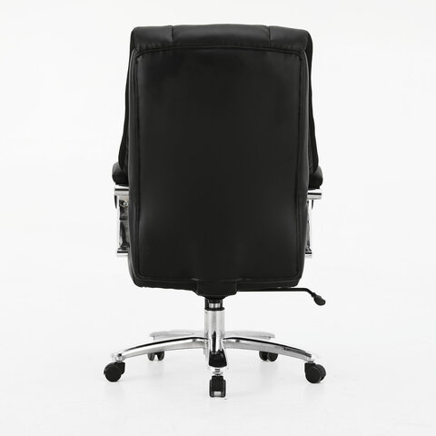 Кресло офисное PREMIUM "Bomer HD-007", НАГРУЗКА до 250 кг, рециклированная кожа, хром, черное