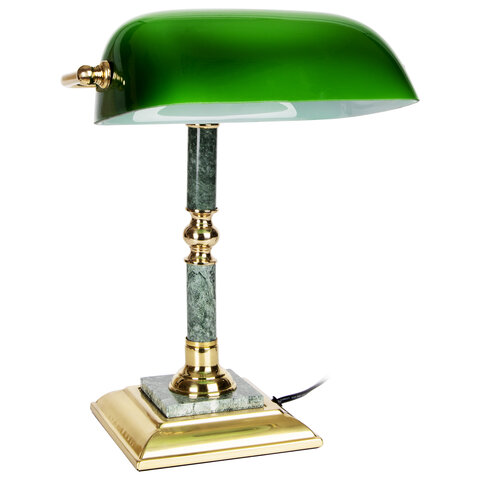 Светильник настольный из мрамора, основание - зеленый мрамор с золотистой отделкой
