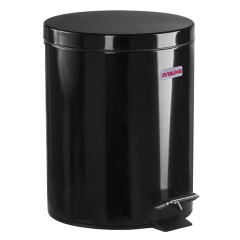 Ведро-контейнер для мусора (урна) с педалью "Classic", 5 л, черное, глянцевое, металл, со съемным внутренним ведром
