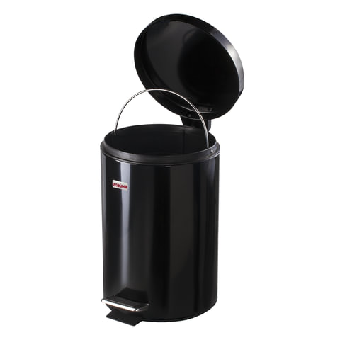 Ведро-контейнер для мусора (урна) с педалью "Classic", 12 л, черное, глянцевое, металл, со съемным внутренним ведром