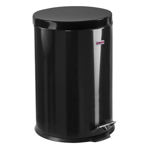 Ведро-контейнер для мусора (урна) с педалью "Classic", 20 л, черное, глянцевое, металл, со съемным внутренним ведром