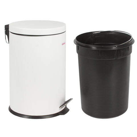 Ведро-контейнер для мусора (урна) с педалью "Classic", 20 л, белое, глянцевое, металл, со съемным внутренним ведром