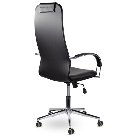 Кресло офисное "Pilot EX-610 CH" premium, хром, кожзам, черное