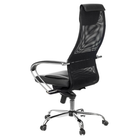 Кресло офисное PREMIUM "Stalker EX-609 PRO", хром, мультиблок, ткань-сетка/экокожа, черное