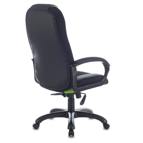 Кресло компьютерное PREMIUM "Rapid GM-102", НАГРУЗКА 180 кг, экокожа/ткань, черное/зеленое