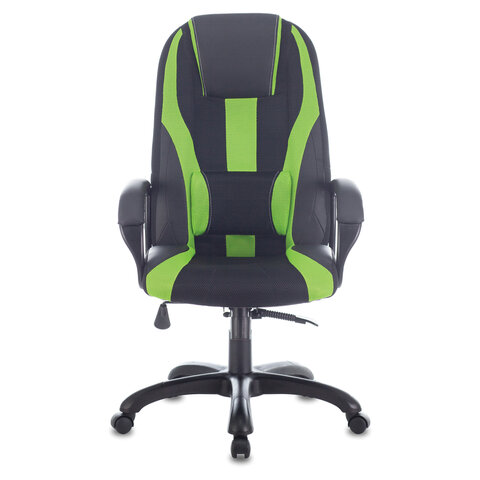 Кресло компьютерное PREMIUM "Rapid GM-102", НАГРУЗКА 180 кг, экокожа/ткань, черное/зеленое