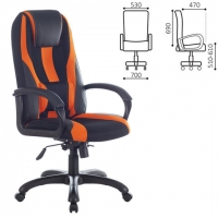 Кресло компьютерное PREMIUM "Rapid GM-102", НАГРУЗКА 180 кг, экокожа/ткань, черно/оранжевое