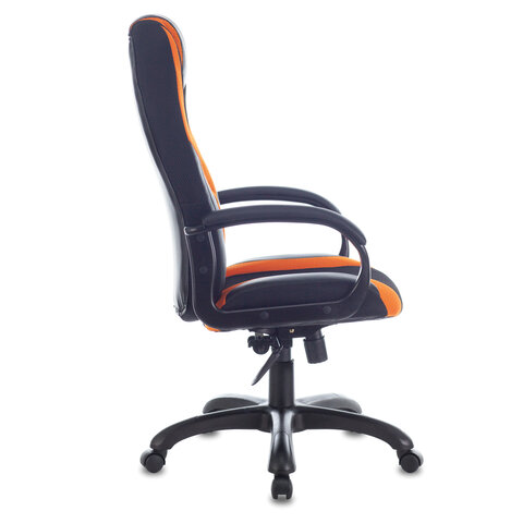 Кресло компьютерное PREMIUM "Rapid GM-102", НАГРУЗКА 180 кг, экокожа/ткань, черно/оранжевое