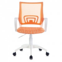 Кресло "Fly MG-396W", с подлокотниками, пластик белый, сетка, оранжевое с рисунком "Giraffe"