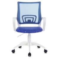 Кресло "Fly MG-396W", с подлокотниками, пластик белый, сетка, темно-синее с рисунком "Space"