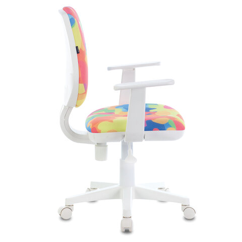 Кресло "Fancy MG-201W", с подлокотниками, пластик белый, с рисунком "Abstract"