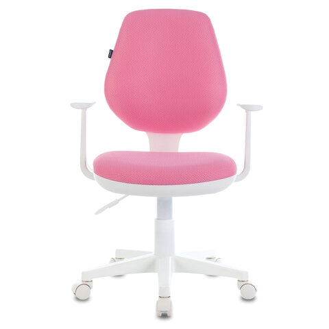 Кресло "Fancy MG-201W", с подлокотниками, пластик белый, розовое