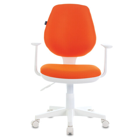Кресло "Fancy MG-201W", с подлокотниками, пластик белый, оранжевое