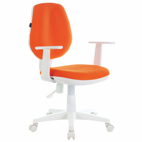 Кресло "Fancy MG-201W", с подлокотниками, пластик белый, оранжевое
