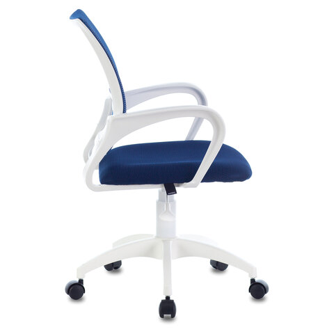 Кресло "Fly MG-396W", с подлокотниками, пластик белый, сетка, темно-синее