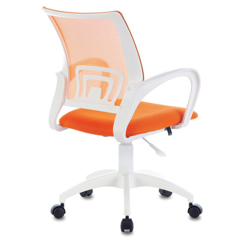 Кресло "Fly MG-396W", с подлокотниками, пластик белый, сетка, оранжевое