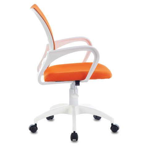 Кресло "Fly MG-396W", с подлокотниками, пластик белый, сетка, оранжевое