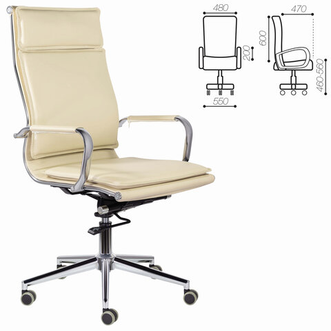 Кресло офисное PREMIUM "Kayman EX-532", экокожа, хром, бежевое