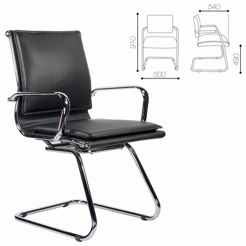 Кресло для приемных и переговорных "Kayman CF-102", экокожа, хром, черное