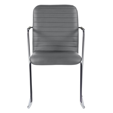 Кресло для приемных и переговорных "Visit CF-101", хром, экокожа, темно-серое