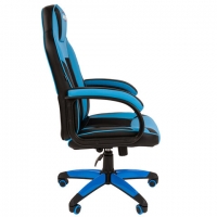 Кресло компьютерное "Tanto GM-171", ткань TW/экокожа, черное/голубое