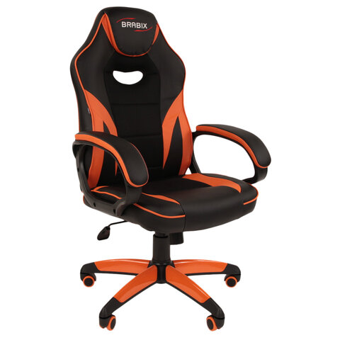 Кресло компьютерное "Accent GM-161", ткань TW/экокожа, черное/оранжевое