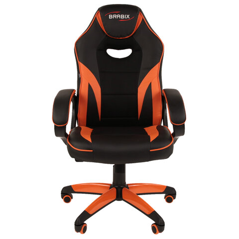 Кресло компьютерное "Accent GM-161", ткань TW/экокожа, черное/оранжевое