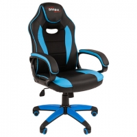 Кресло компьютерное "Blaze GM-162", ткань TW/экокожа, черное/голубое