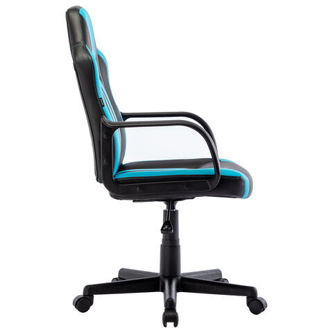 Кресло компьютерное "Stripe GM-202", экокожа, черное/голубое