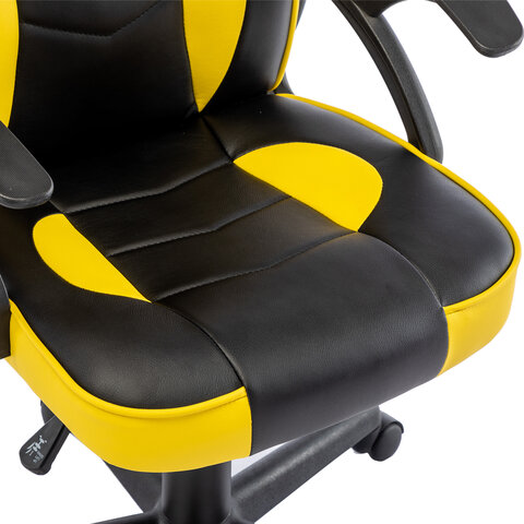 Кресло компьютерное "Shark GM-203", экокожа, черное/желтое