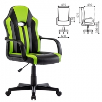 Кресло компьютерное "Stripe GM-202", экокожа, черное/зеленое