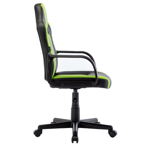 Кресло компьютерное "Stripe GM-202", экокожа, черное/зеленое
