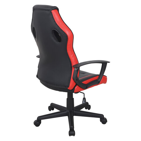Кресло компьютерное "Fighter GM-008", экокожа, черное/красное